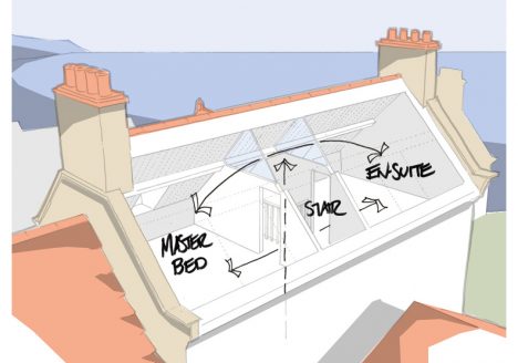 Ocean View, Robin Hood's Bay. Roof isometric drawing