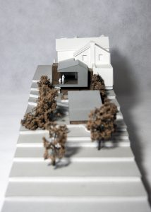 Meadowfields. Sandsend, North Yorkshire Coast. Contemporary extension and studio annex. Rear view of model. .
