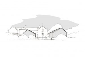 Southbrook, Great Ayton, North York Moors National Park. Existing dwelling remodelling, renovation, extension and garage. Sketch view from driveway