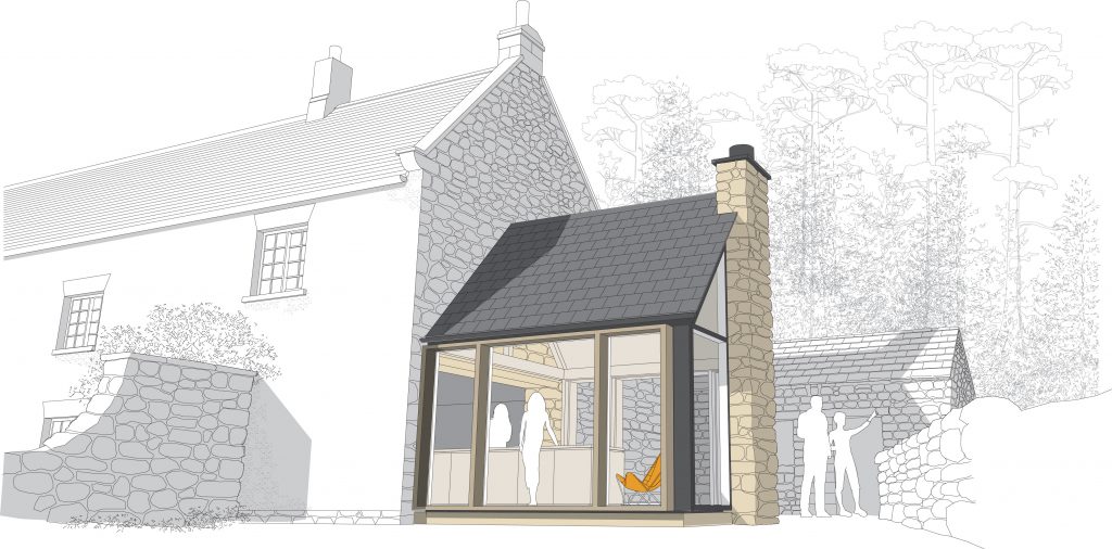 East Ayrlow Banks, Leyburn, North Yorkshire. Side Extension Proposed Perspective View