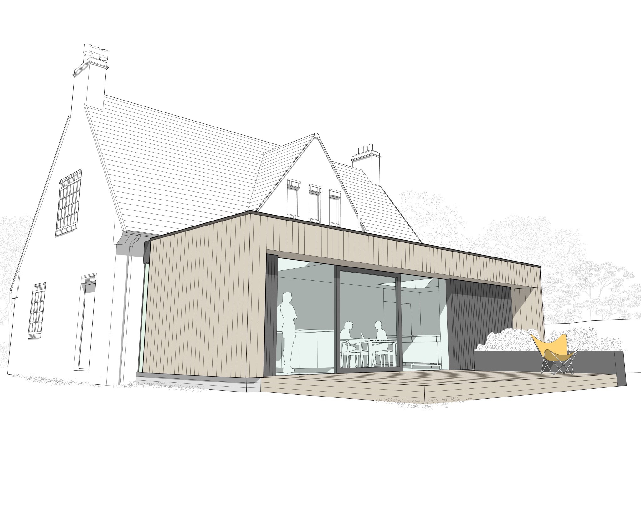 Bantry House. Rear Perspective View Ian Hazard Architect