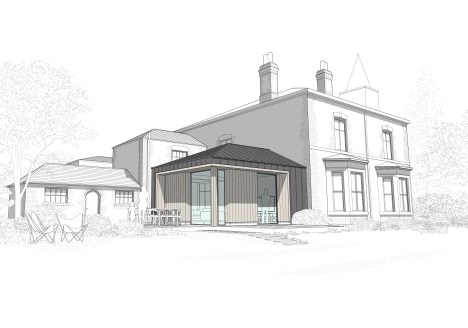 The Old Vicarage, Worlaby. Rear Perspective View