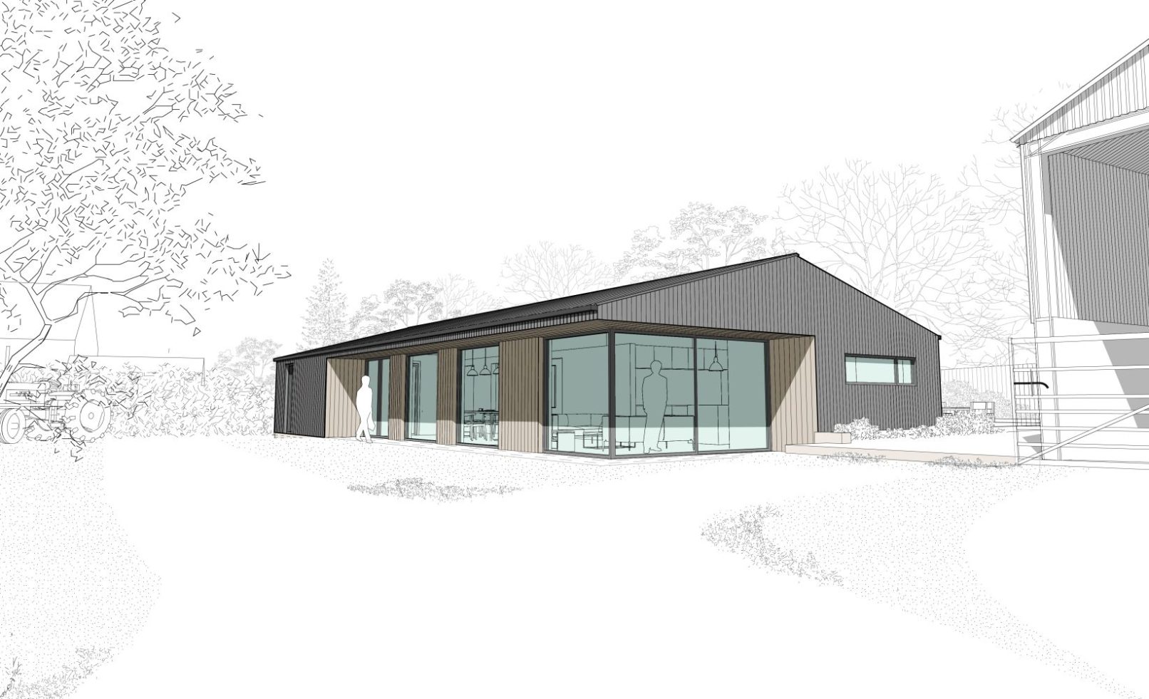 Village Farm, West Rounton. Rear Perspective View