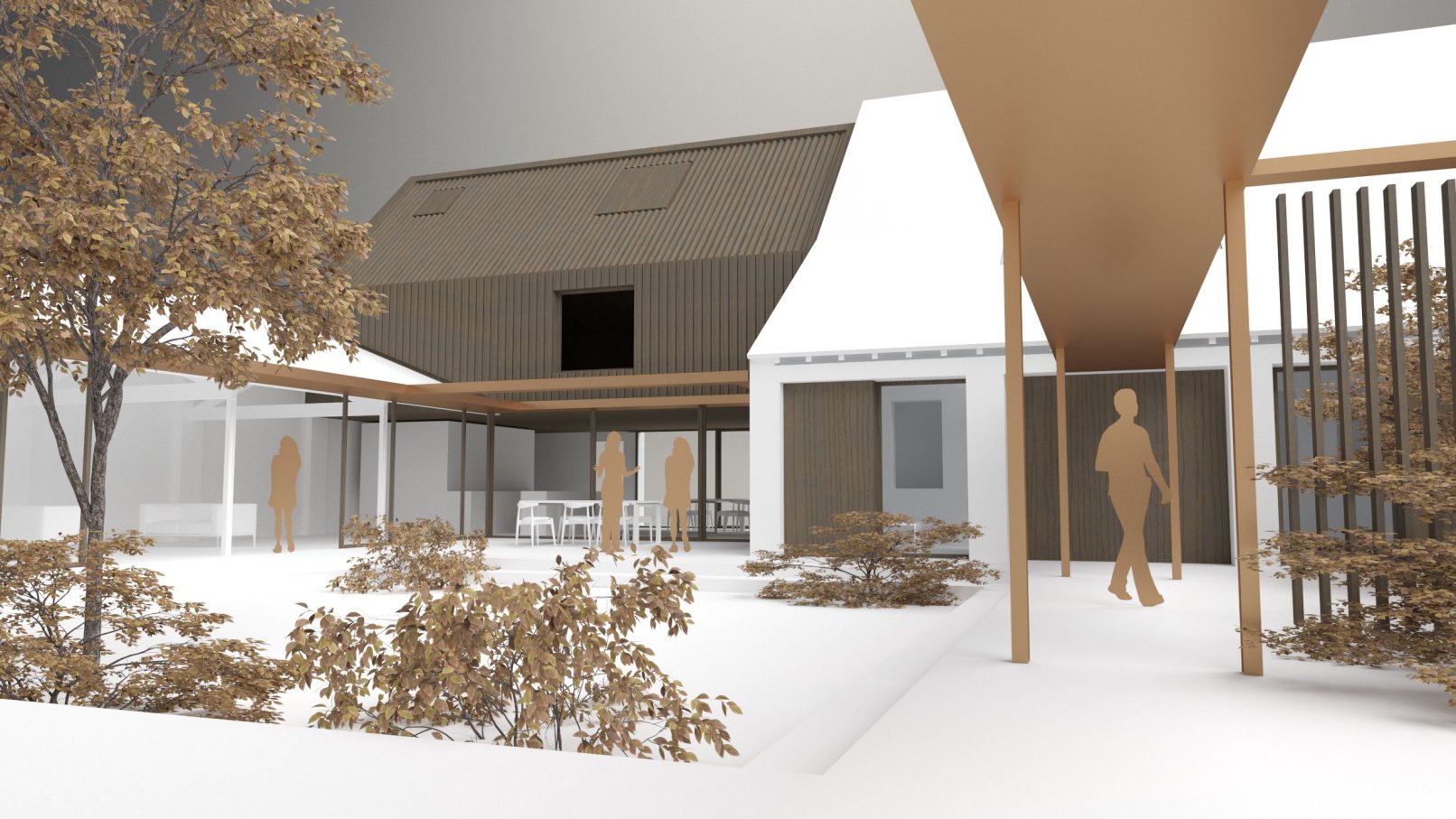 Hill Top Farm, North Cliffe. Concept Model - Courtyard View
