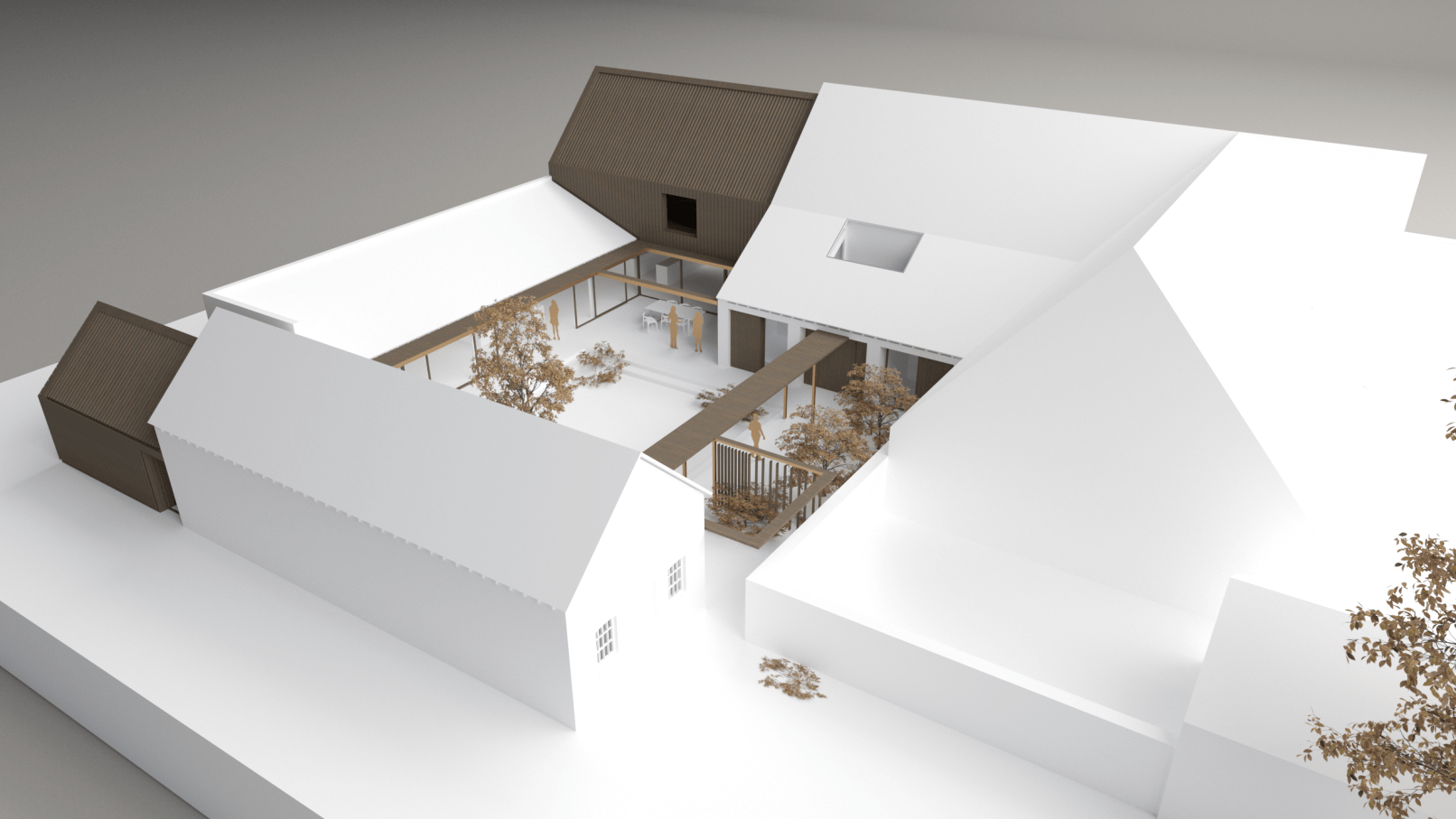 Hill Top Farm, North Cliffe. Concept Model - Courtyard Aerial View
