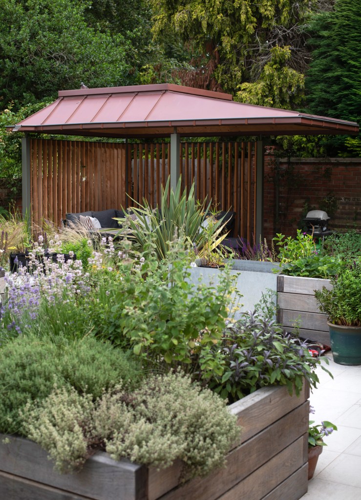 5 Church Lane, York. Contemporary rear extension & garden folly. View of garden folly in landscape.
